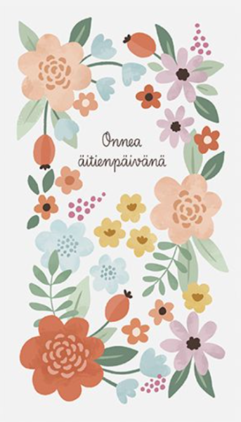 Karto onnea äitienpäivänä piirretyt kukat kortti
