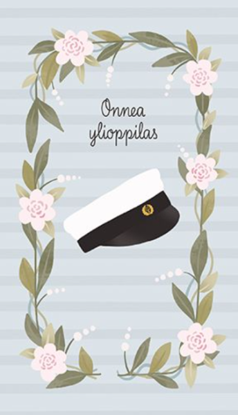 Kaisa Salmiosalo Bedprint kortti Onnea ylioppilas