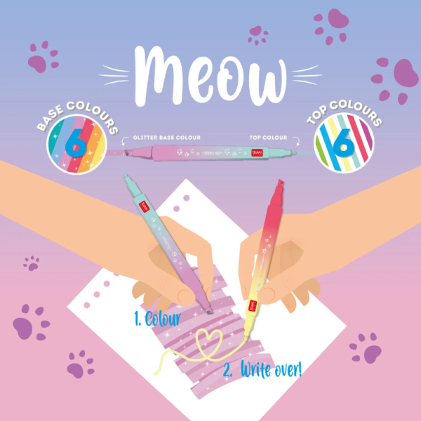 Legami 2-päinen tussisetti Meow-4