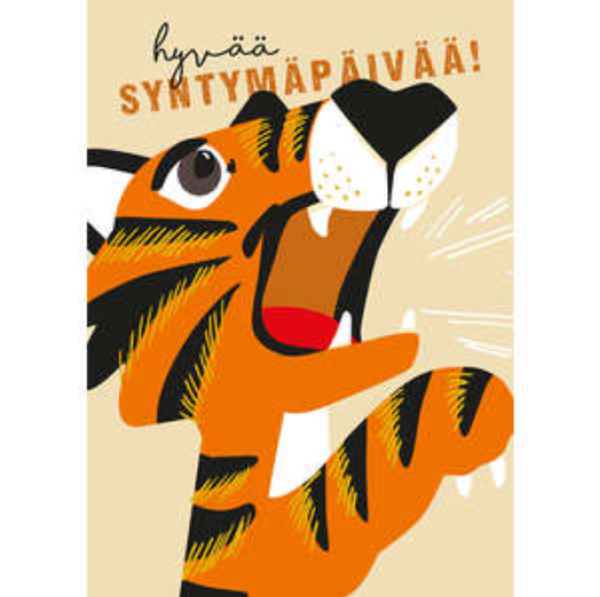 Linnapaperi kortti hyvää syntymäpäivää tiikeri