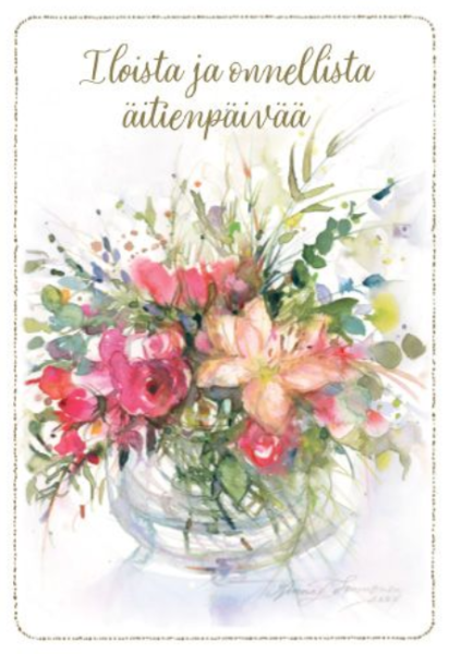 Minna Immonen Äitienpäivää kukkamaljakko kortti
