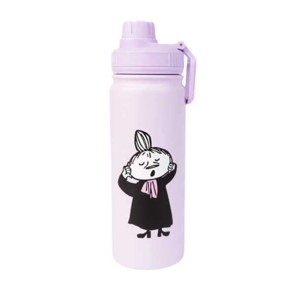 Termospullo Pikku Myy ja kyltti lila-2