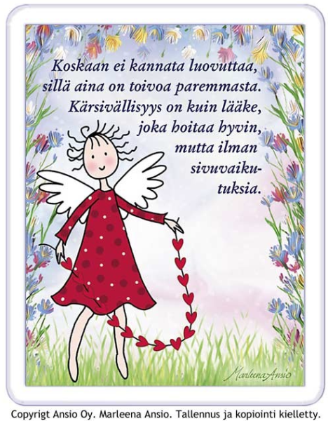 Ansio enkeli Koskaan ei kannata luovuttaa magneetti