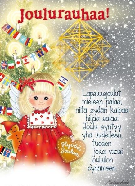 Ansio joulu pikkuenkeli lapsuusjoulut kortti