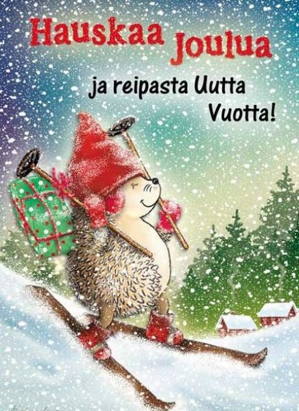Ansio joulu siili laskettelee kortti