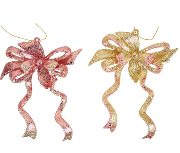Kuusenkoriste rusetti glitter