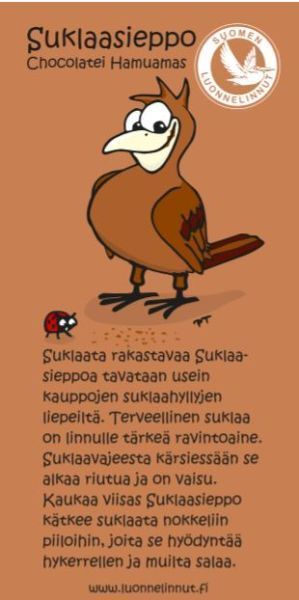 Donoka maitosuklaa Luonnelinnut Suklaasieppo