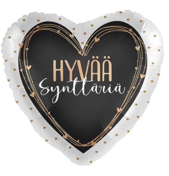 Foliopallo hyvää synttäriä musta sydän