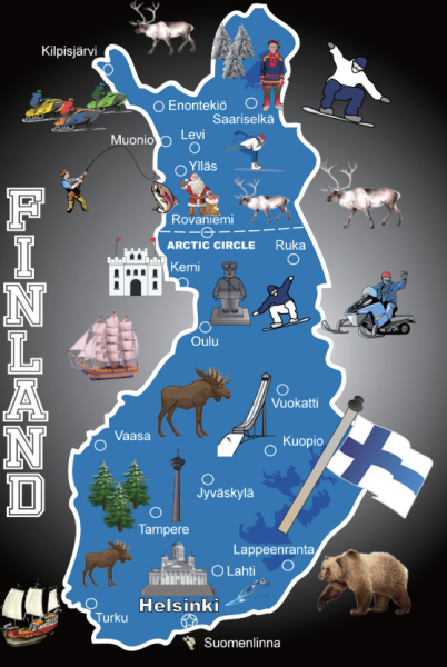 Giftis levymagneetti Suomen kartta musta
