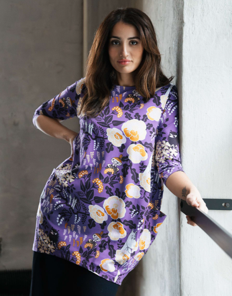 Muumimekko Iida Floora liila-2