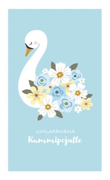 Karto Lulu ja Helina Kummipojalle joutsen kortti