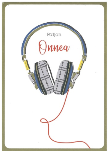Karto paljon onnea kuulokkeet kortti