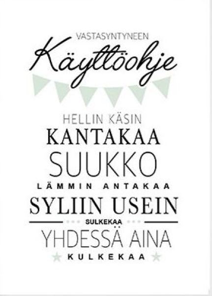 Tiinuska vastasyntyneen käyttöohje 2os, minttu
