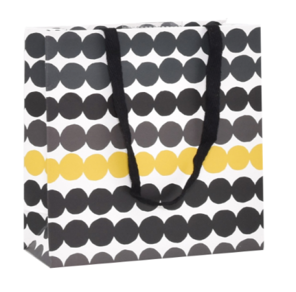 Lahjakassi S Marimekko räsymatto musta-kelta