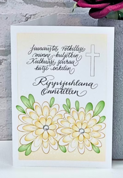 Lean verstas rippikortti Rippijuhlana Onnitellen keltaiset kukat