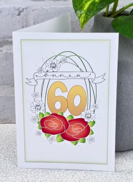 Lean verstas 60 Onnea kaksi ruusua