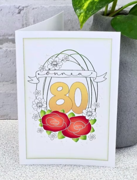 Lean verstas 80 Onnea kaksi ruusua