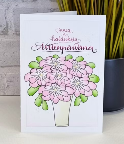 Lean Verstas äitienpäivä onnea kukkamaljakko kortti