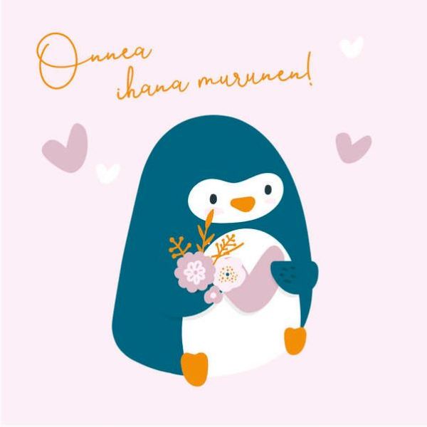 Linnapaperi pingviini onnea kortti