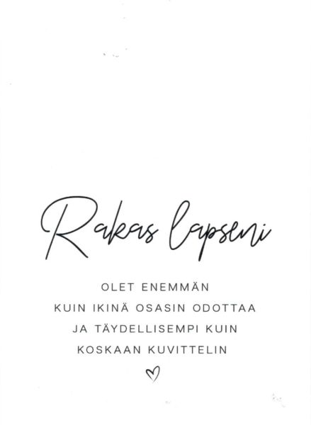 Tiinuska rakas lapseni kortti (1os)