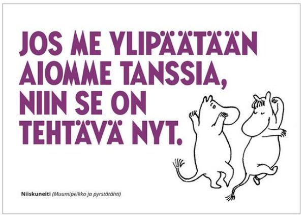 Muumi kohopainettu Aiomme tanssia kortti