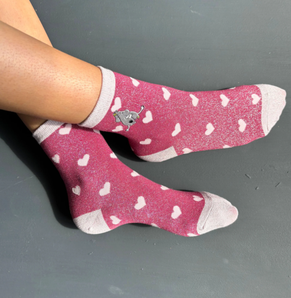 Naisten muumisukka Halaus sydän glitter-3