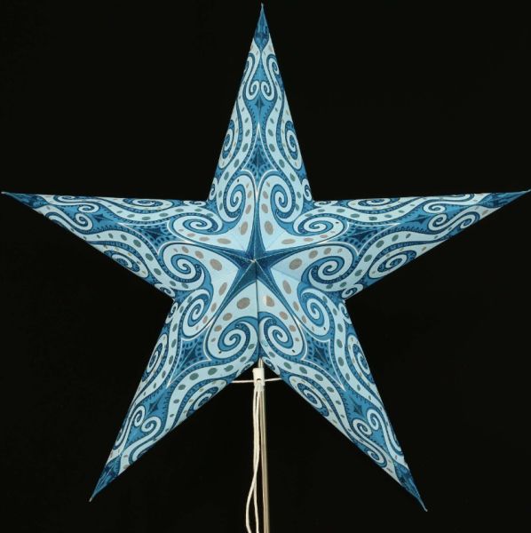 Pagoda paperitähti turkoosi glitter 60cm-3