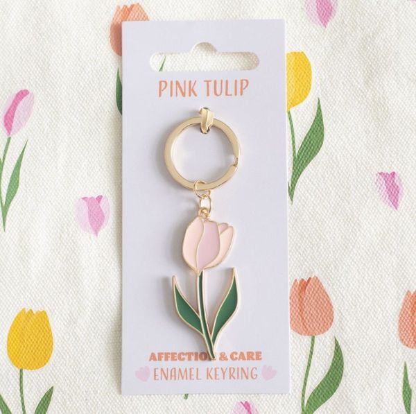 Vaaleanpunainen tulppaani avaimenperä