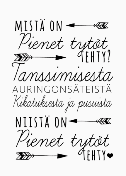 Tiinuska pienet tytöt valkoinen kortti
