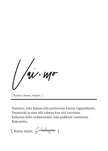 Tiinuska Vaimo määritelmä kortti