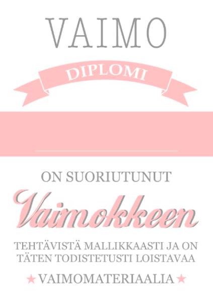 Tiinuska Vaimo diplomi kortti