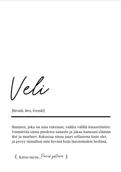 Tiinuska veli määritelmä kortti
