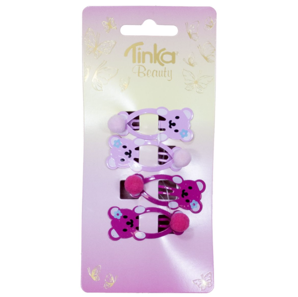 Tinka hiuspinnit nalle pinkki 4kpl