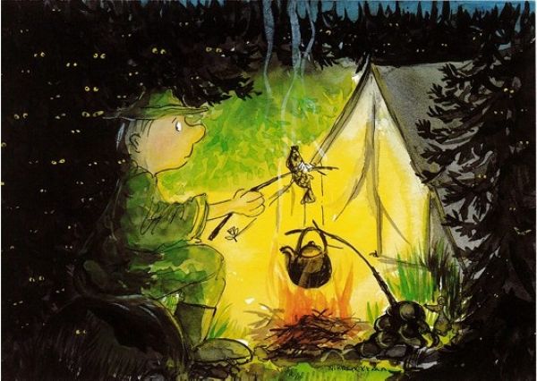Virpi Pekkala yksin erätulilla kortti