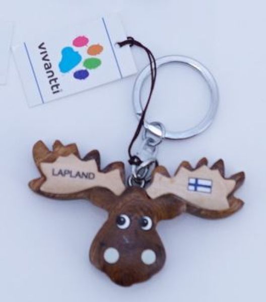 Vivantti Lapland hirvenpää puinen avaimenperä