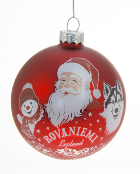 Weiste lasipallo joulupukki Rovaniemi 8cm punainen