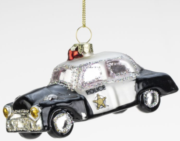 Weiste lasipoliisiauto mustavalkoinen